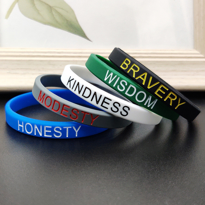Factory Slogan Watchword Printed Adult Bracelets Custom Business Event Souvenir Gift Silicone Wristbands