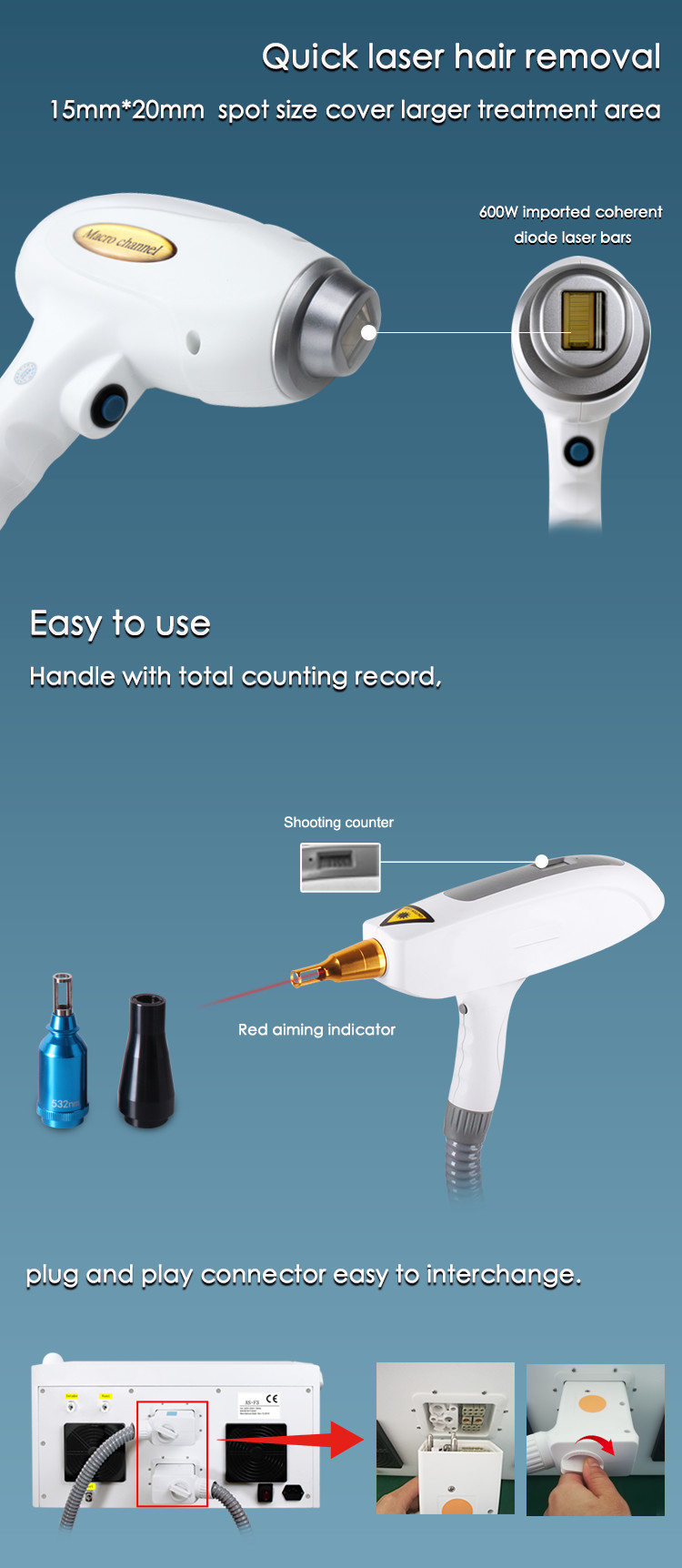 Q Switched ND Yag laser 808nm Diode Multifunction Beauty Machine