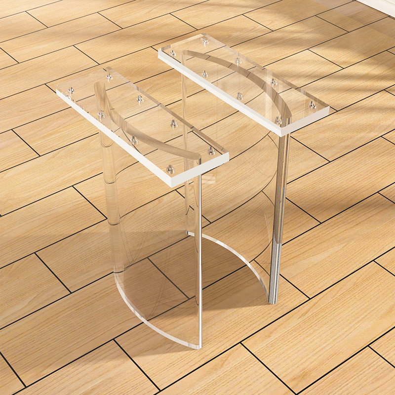Stylish Clear Arc-Shaped Acrylic Table Legs Floating Design for Standard or Customized 60 x 20 x 75 cm Tables