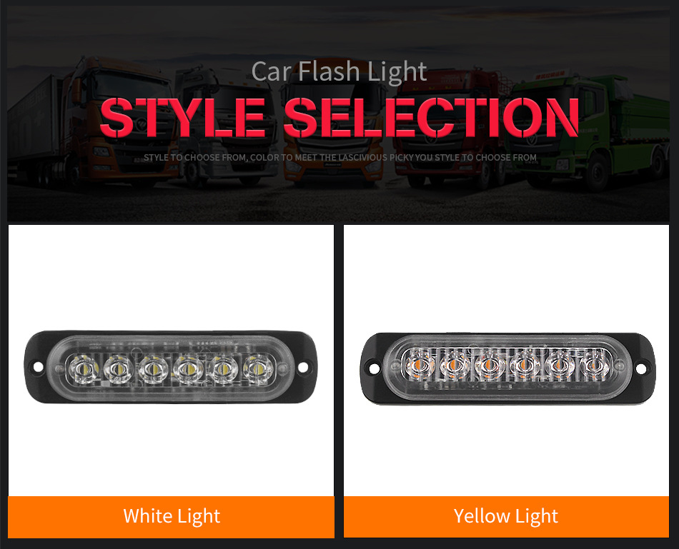 6LED Car Side Marker Lights Trucks Strobe Lamp LED Flasher Warning Lights