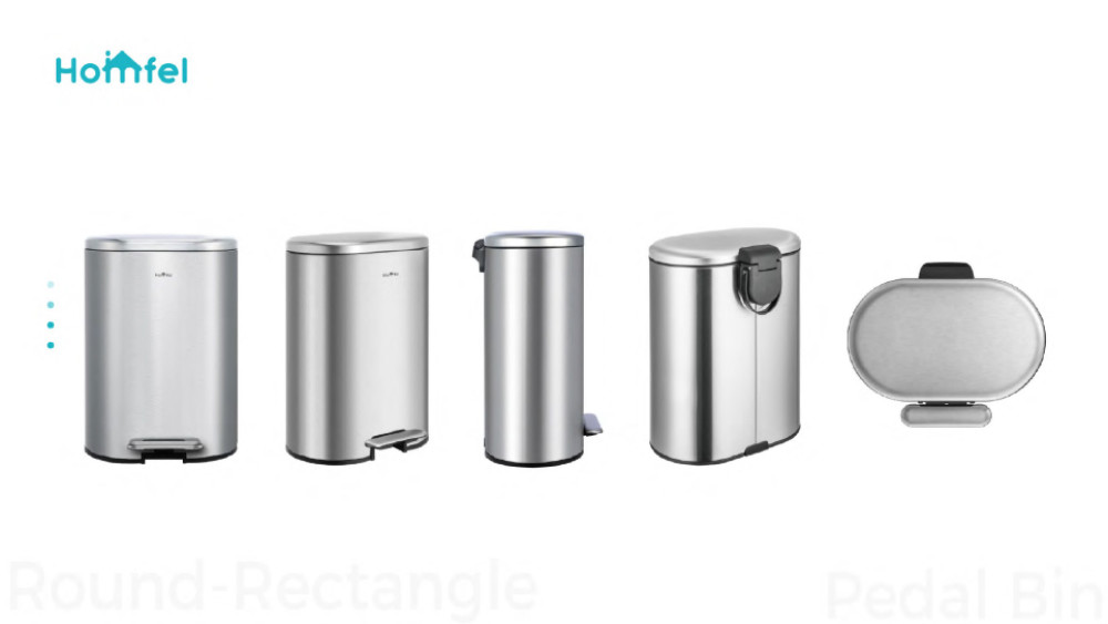 ODM Stainless Steel rounded rectangle Foot pedalTrash Can With Soft Close Lid ktichen trash bin