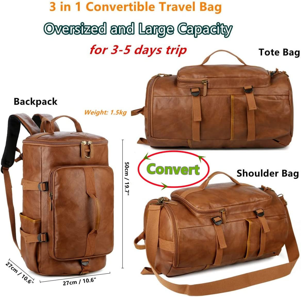 Stylish Men Weekender Custom Travel Bag Customized PU leather Material