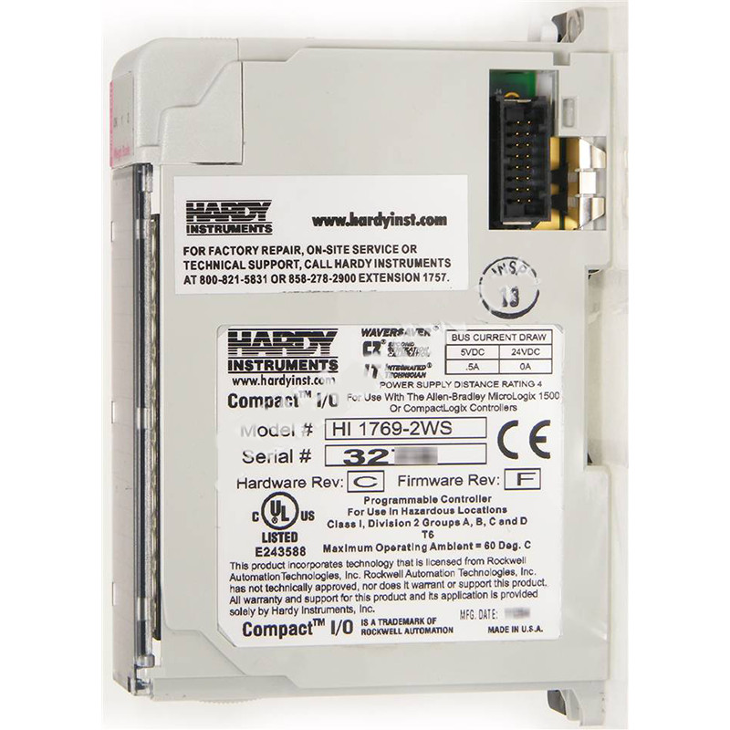 ALLEN BRADLEY HARDY INSTRUMENTS 1769-2WS WEIGH SCALE MODULE, 2-CH, UP TO 8 LOAD CELLS/POINTS