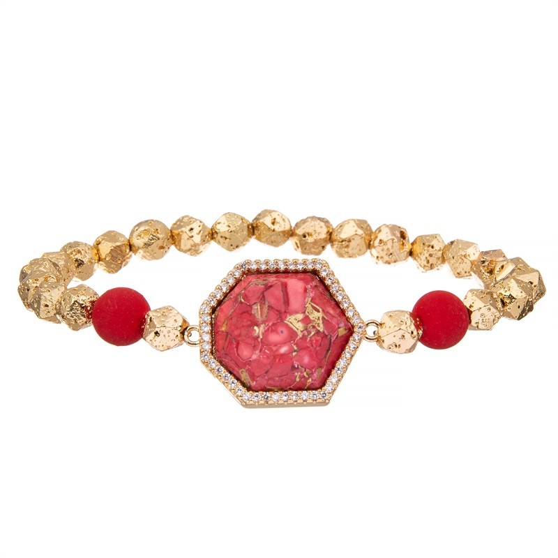 Spring collection Natural Red Turquoise Handmade Beads Bracelet Elastic