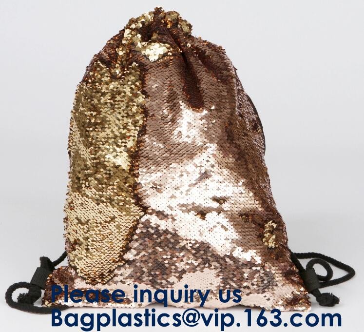 Fashion Bling Sublimation Strapping Sequin Drawstring Backpack Bag,Glitter Mermaid Flip Sequin Bag Outdoor Shoulder Reversib