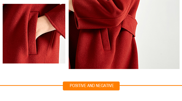 Red Color Women'S Long Wool Winter Coats ，Long Woolen Jacket For Ladies