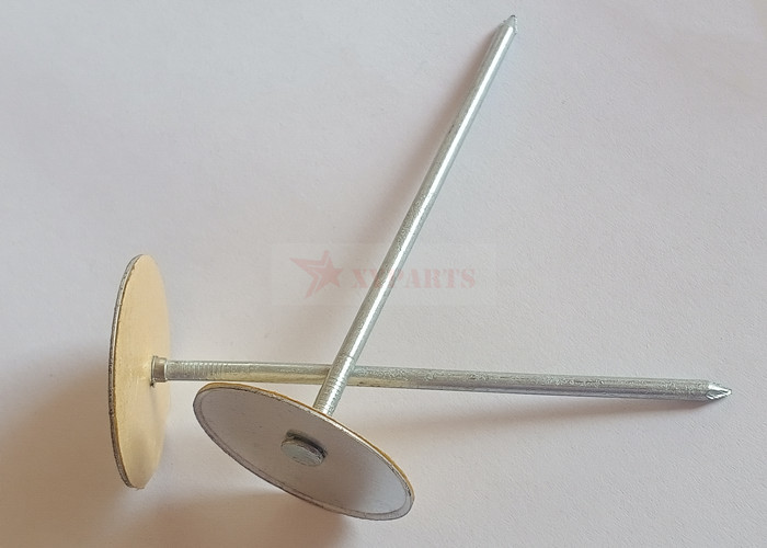 Galvanized Steel Cup Head Capacitor Discharge Weld Pins 3" With Paper Insulating Washers Attached