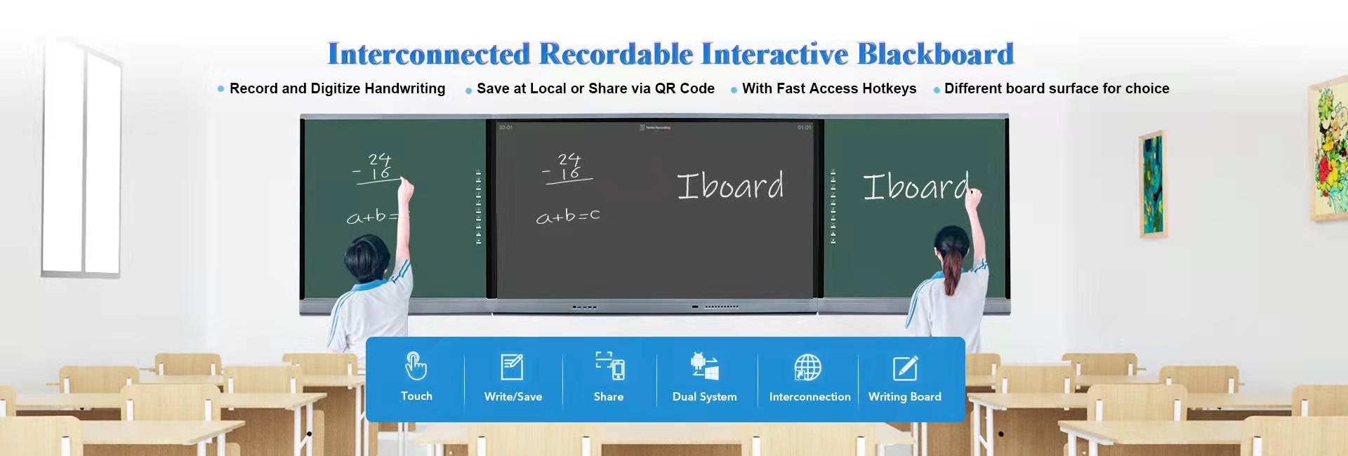 Intelligent Blackboard Infrared Green Board Smart Interactive Educational Equipment for School