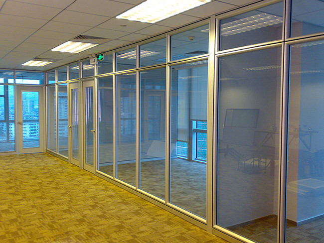 Fixed Aluminum Single Tempered Glass Partition Wall Curved Shape