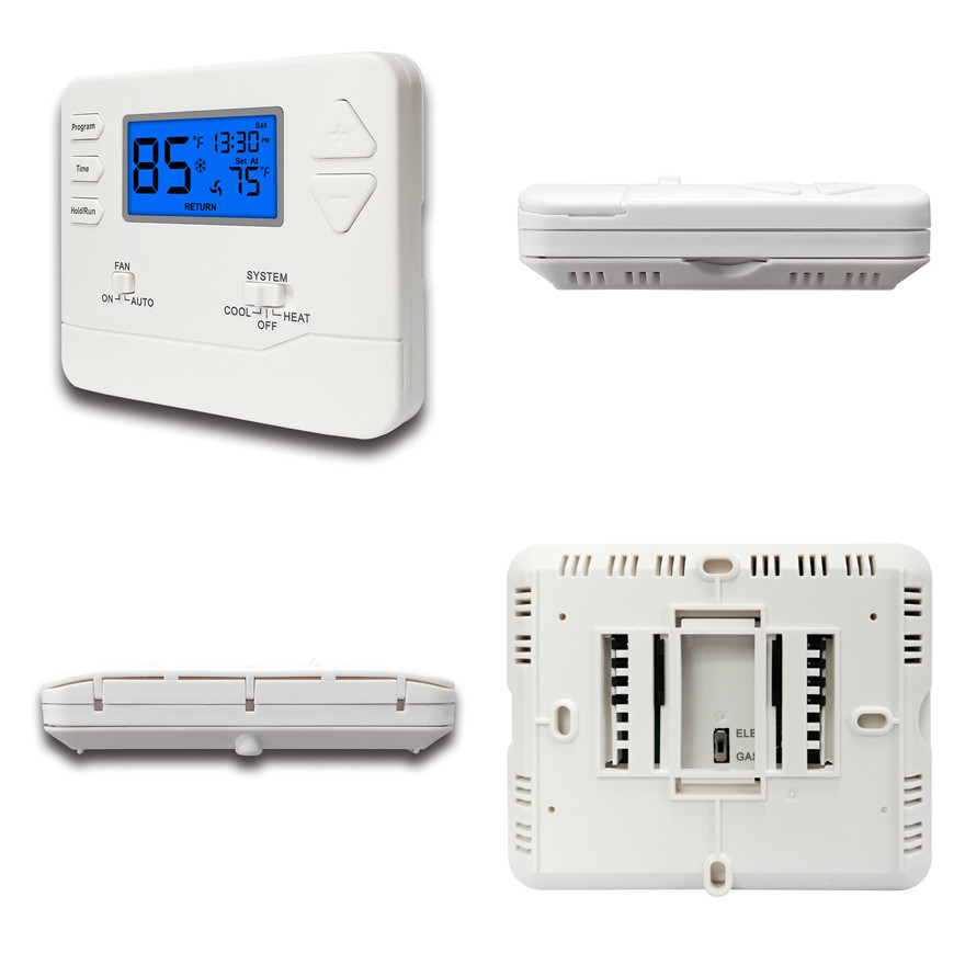 Universal HVAC System Weekly Programmable Thermostat 24 Volt With Push Buttons