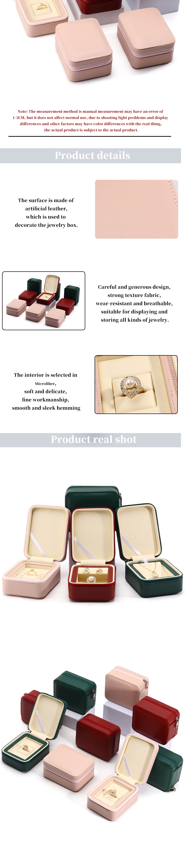Custom Size Jewelry Box Packaging With Zipper And Internal Thick Border