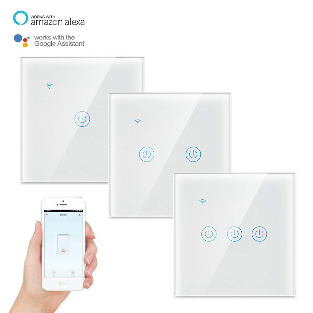 WiFi RF433 3 Gang Touch Switch 10A Three Gang Smart Light Switch
