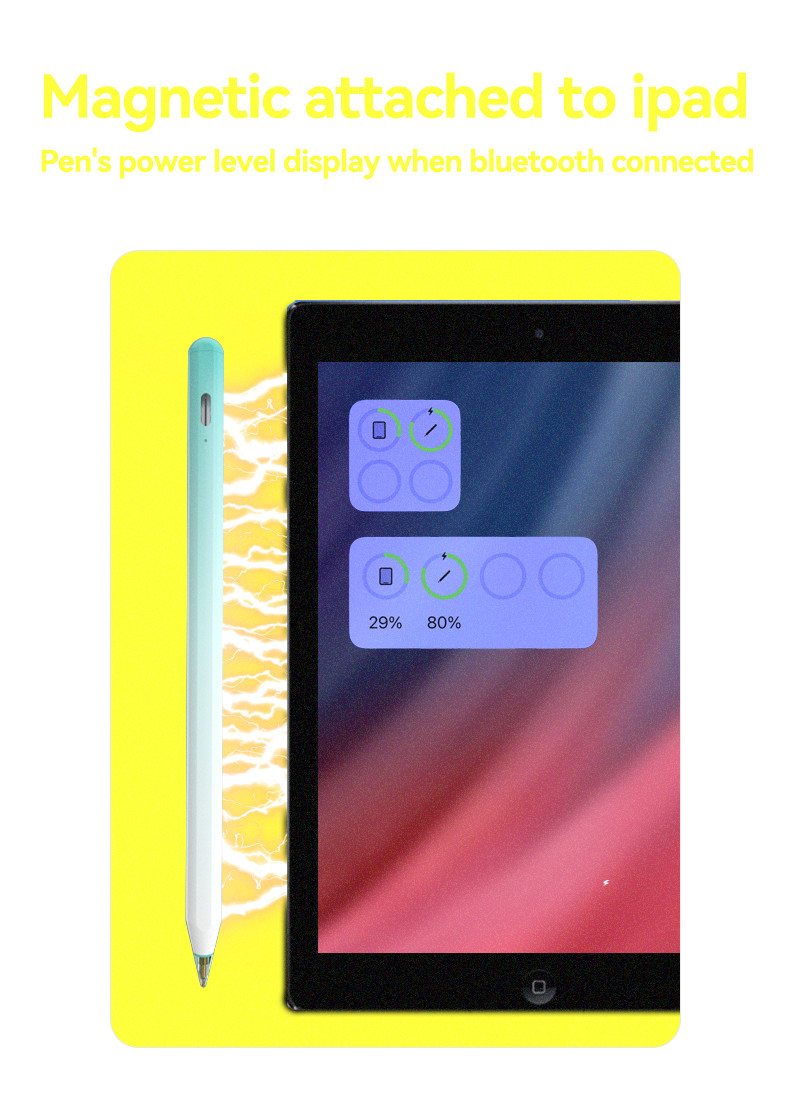 Palm Rejection Active Stylus Pen Ipad Fast Charging Black Color