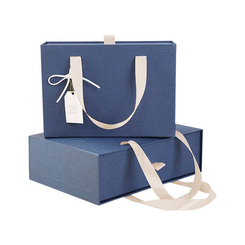 ODM OEM Acceptable. Free Sample Portable Empty Slide Out Packing Rigid Drawer Type Gift Box Bag with Ribbon