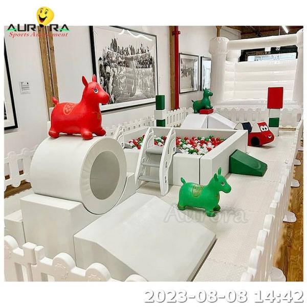 Soft Play Equipment Indoor Soft Play Square White Bounce House Ball Pit With
