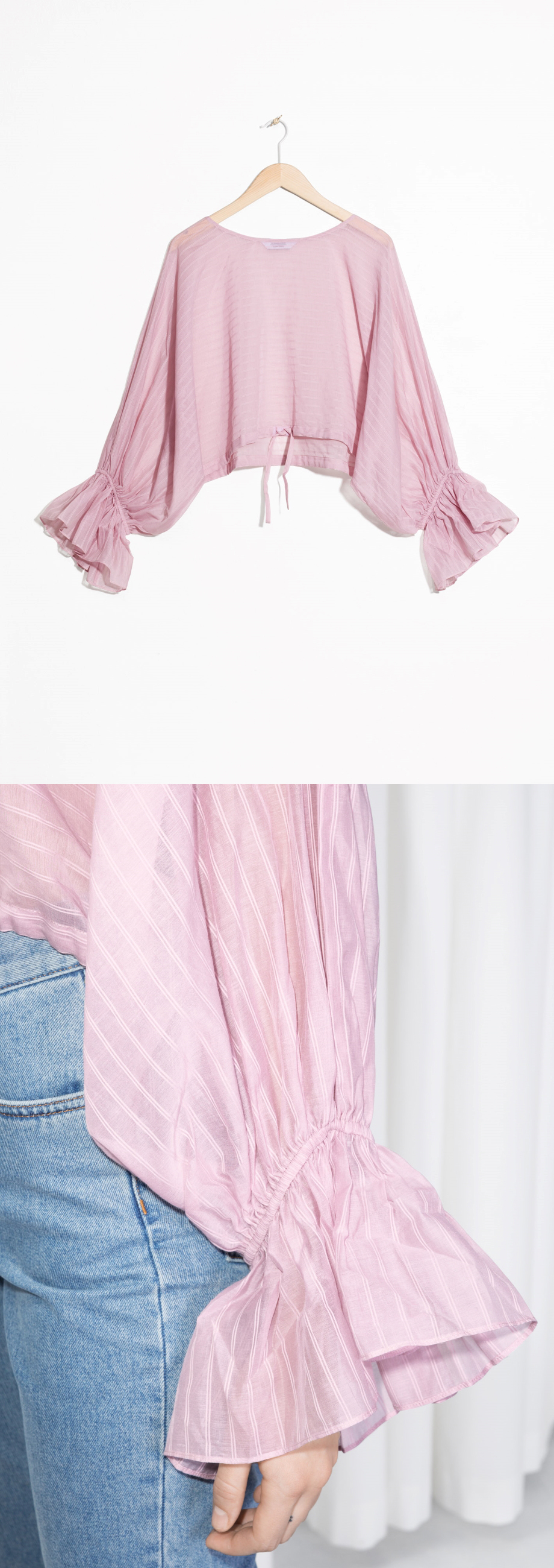 Cotton Fabric Bell Sleeve Women Blouse