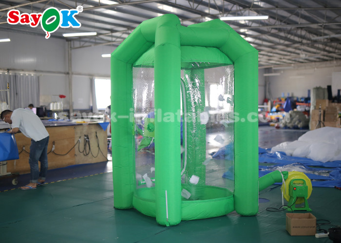 Green Cube Inflatable Money Machine Booth With One Air Blower For Promotion