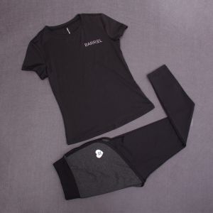 China CPG Global Women 2017 Spring Summer Quick Dry 2 Pieces Set Stretched Sports Shirt  with Fake-Two Pieces Yoga Pant T1021 on sale