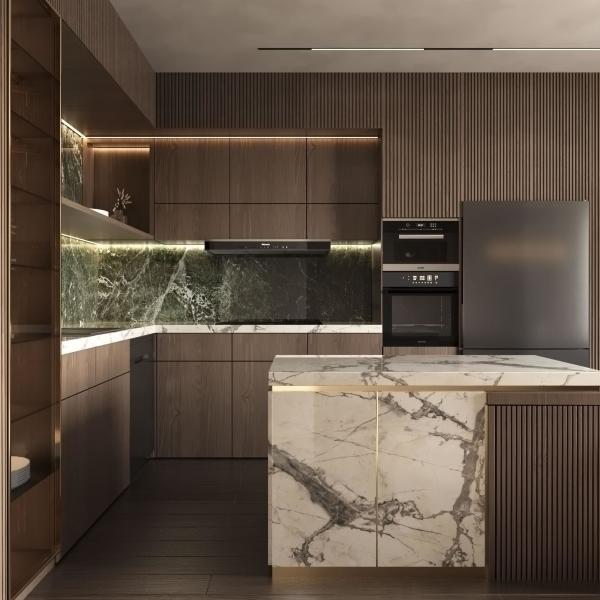Modern Villa Style Interior Smart Kitchen Cabinets Melamine Wall Cabinet