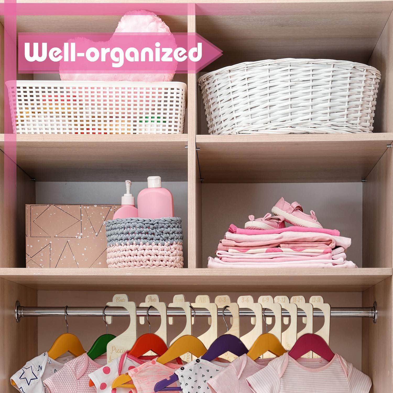 Hot Selling Eco-friendly Wooden Baby Closet Dividers Hanging Set For Newborn Gift