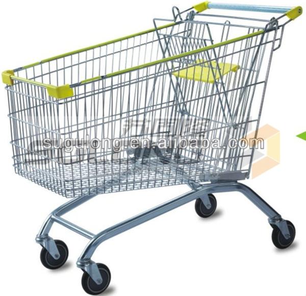 Commercial Supermarket Grocery Shopping Cart 180 Litres Volume With EVA + PP