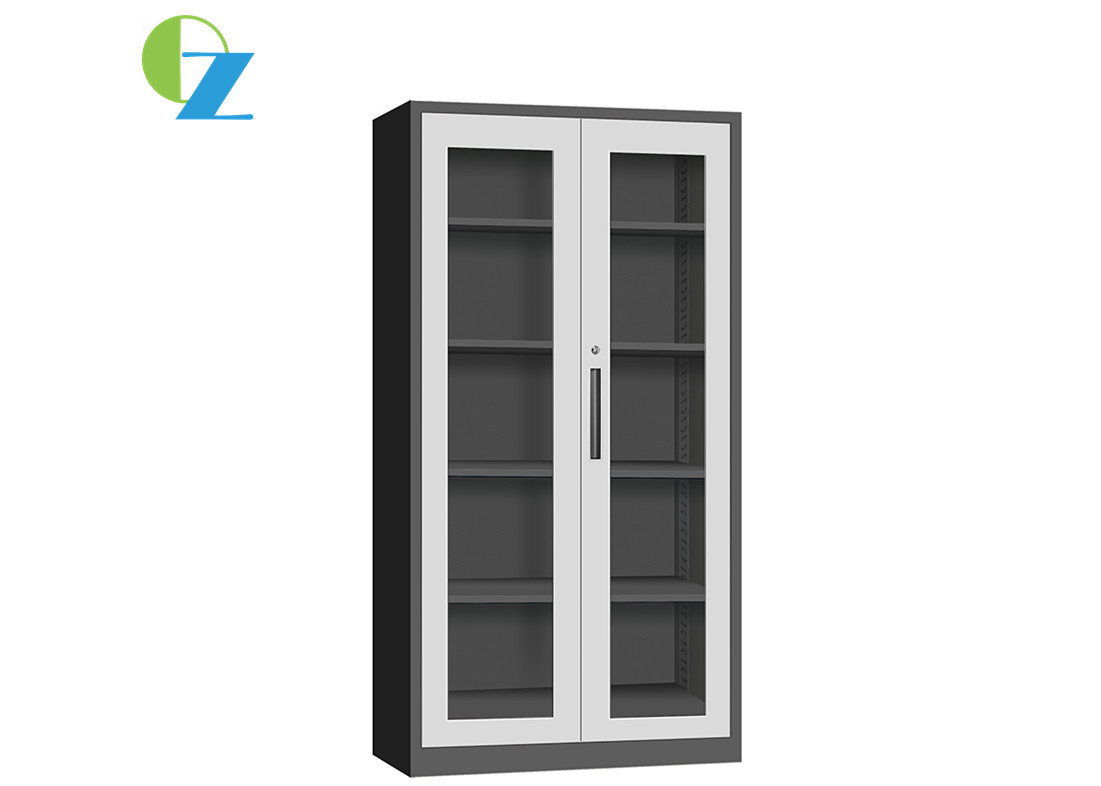 Glass Door Steel Cupboard H1850*W900*D400(MM) Blue Swing Cabinet For Office