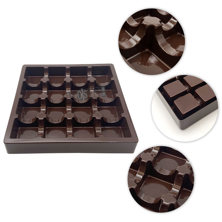 Custom 16 Cavity Plastic Chocolate Packaging PS Chocolate Packaging Tray