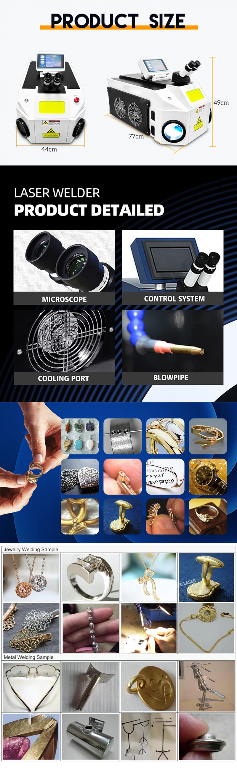 Metal Part Laser Welding Function Small Portable 200w Jewelry Welding Machine for Gold