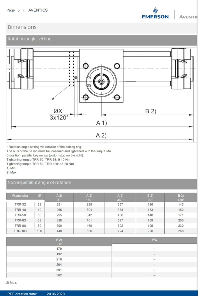 Industrial AVENTICS Series TRR Rotary Cylinder With Adjustable Angle TRR – 0822931206