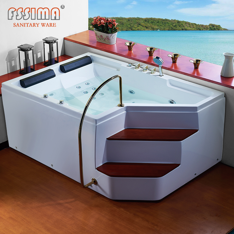 2 Person Freestanding Jetted Bathtub Stand Alone With Step Intex Massage Spa
