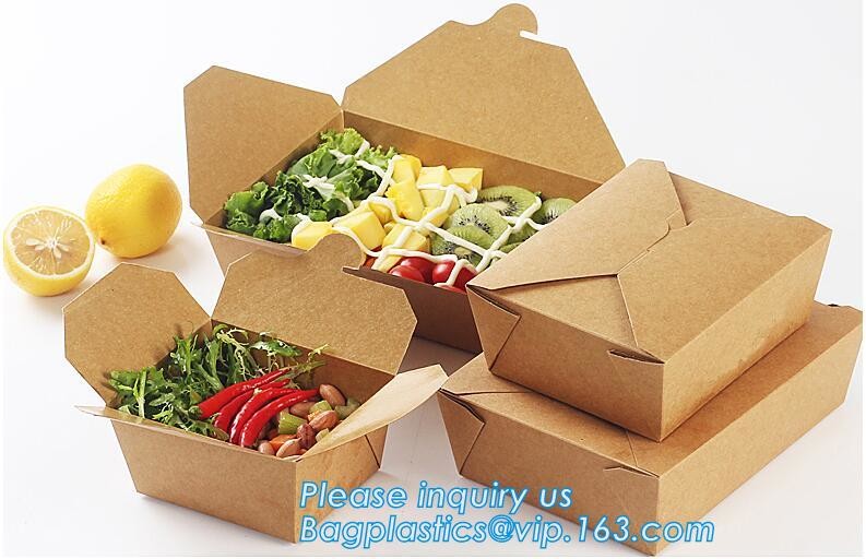 Cheap Cardboard foldable kraft paper lunch box with window,Lunch noodle fast food kraft paper box by customized logo pri