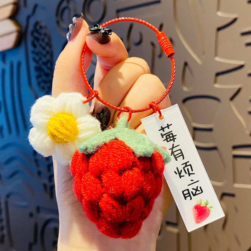 Plush Crocheted Good Things Happen Pendant Hand-Woven Wool Persimmon Good Persimmon Peanut Bag Keychain Accessories