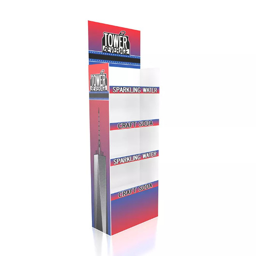 Supermarket Retail Cardboard Shelf Display , POP Floor Display For Water Soda
