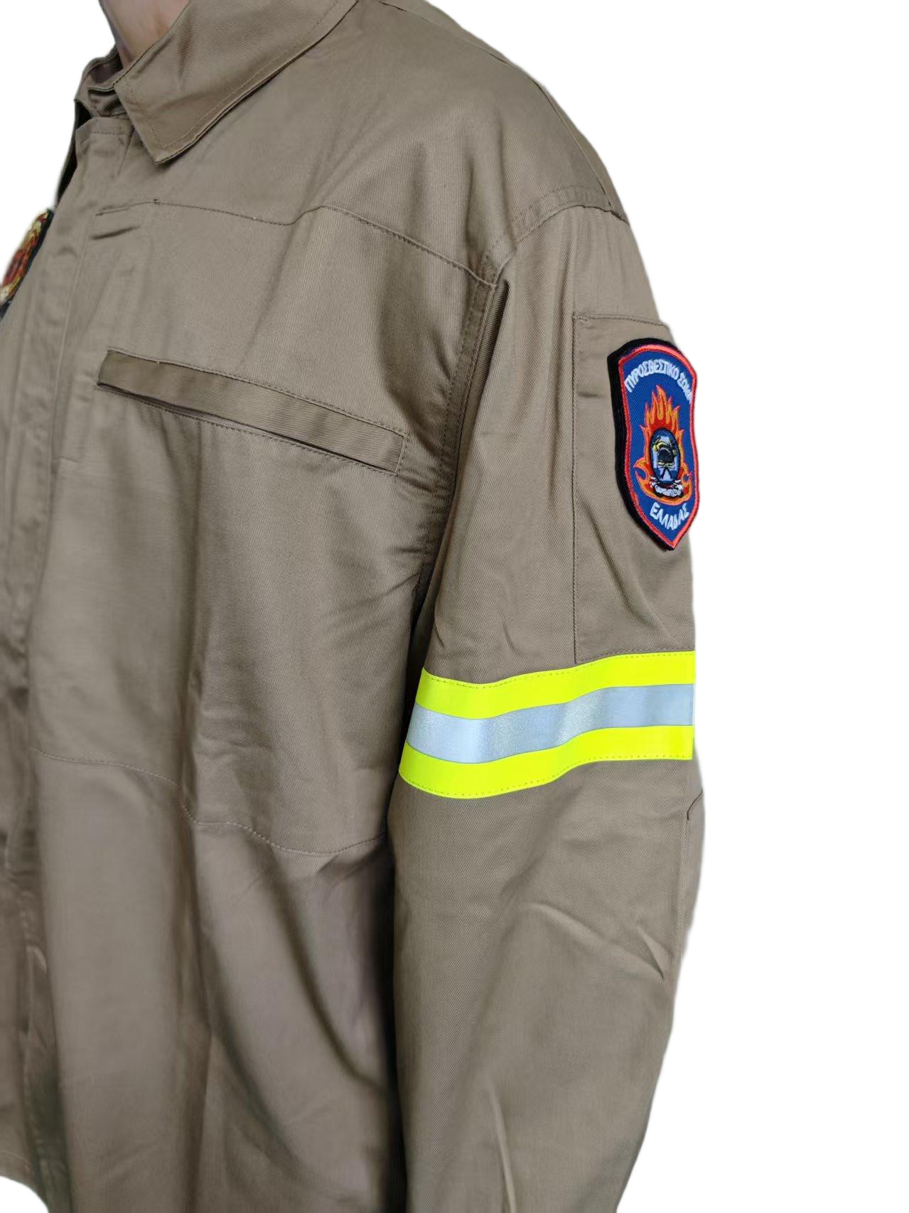 Fire Fighting Work Outerwear Flame Retardant Heat Resistant Tactical Style With Reflective Strips
