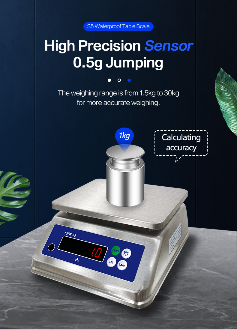 6kg Maximum Weighing Stainless Steel Scale with Dual Display and IP68 Waterproof Rating
