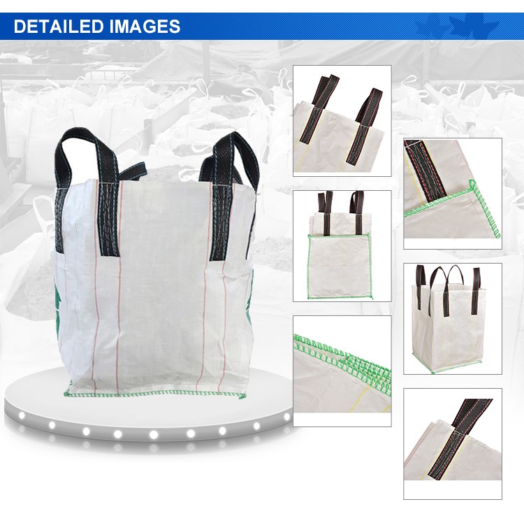 Construction Cement Jumbo Bags Flat Bottom 1 Ton Bulk Bag With Printing