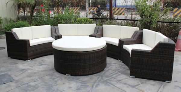 5 piece -Hotel conference room meeting chairs with rattan round ottoman