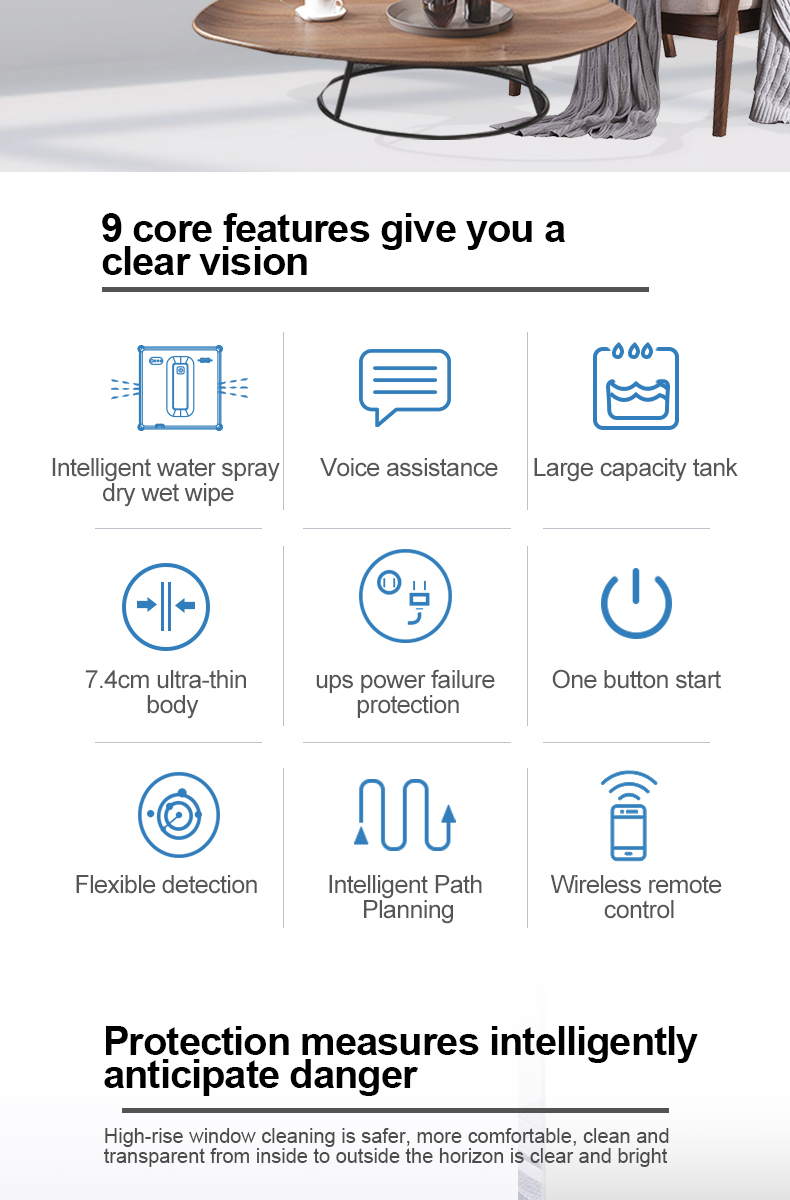 APP Controlled 72W Dual Water Spray Robot Window Cleaner for Fast and Thorough Cleaning