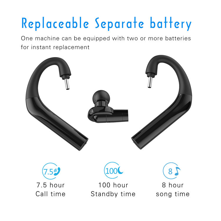 Single Earhook Earbuds Hands Free Hang Up Bluetooth 5.0 Earphones 360 Rotation