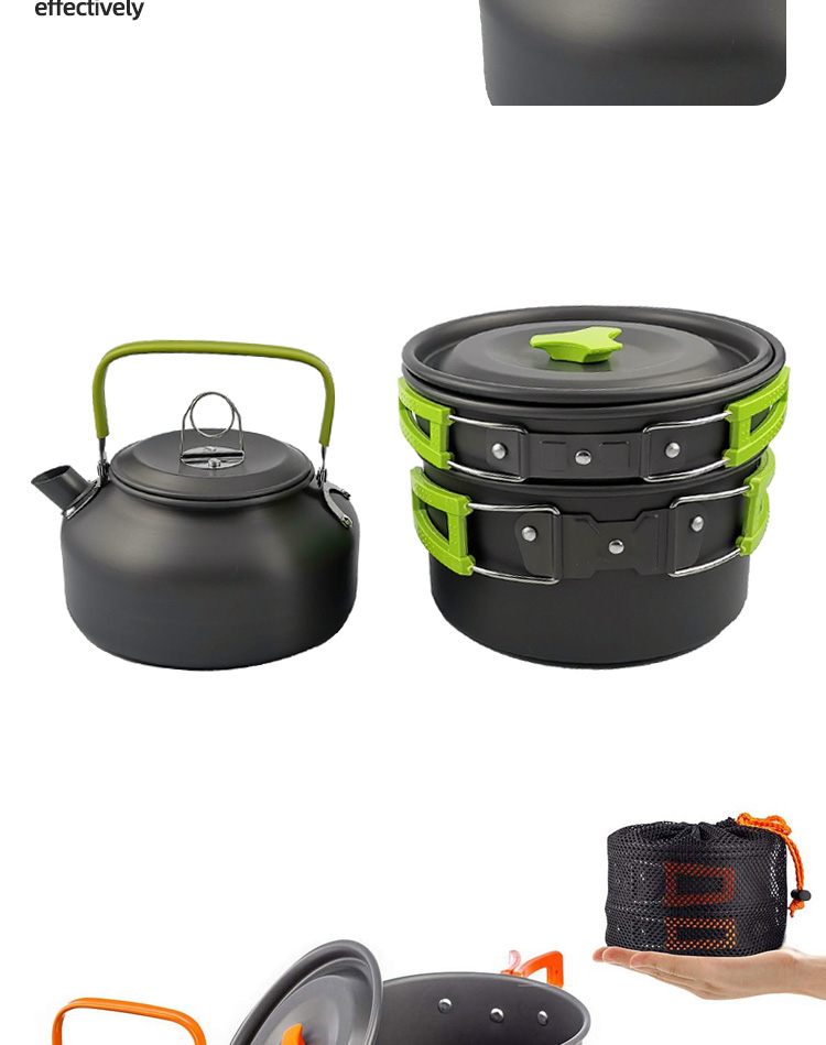 Factory Wholesale Multi-Color Outdoor Cooking Pot Set Durable Ware Tea Pot And Pan Camping Cookware Sets