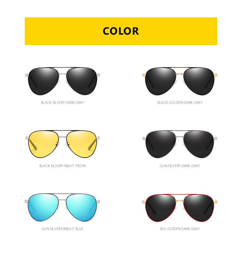 Fashion Polarized UV400 Mens Pilot Sunglasses With Metal Hinge 146MM