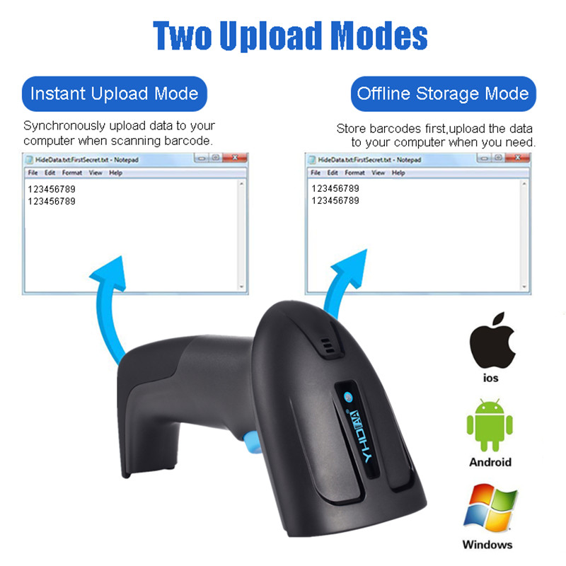2.4G Wired Bluetooth Barcode Scanner Ergonomic design 2D Handheld Scanner