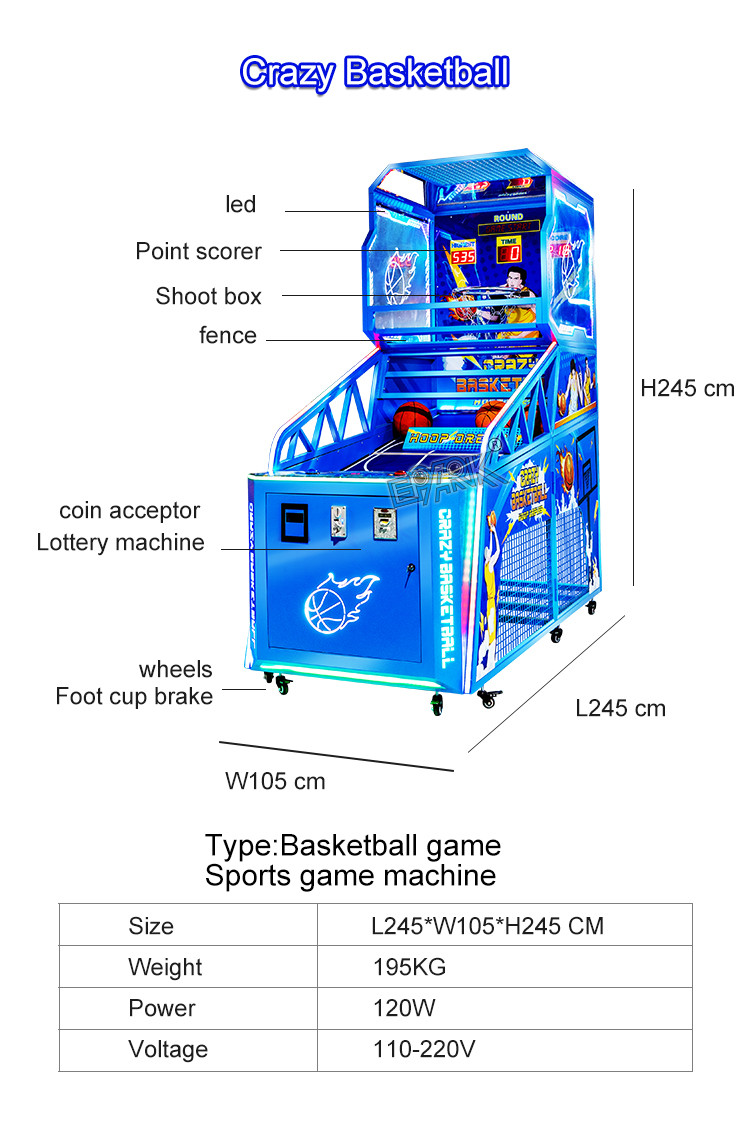 Adult Indoor Electronic Arcade Basketball Games Machines Coin Operated Competition Basketball Machine