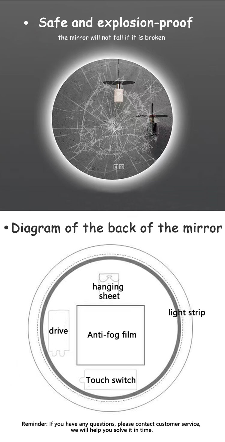 Touch Screen LED Bathroom Mirror with Large Sensor Switch and Modern Design Style