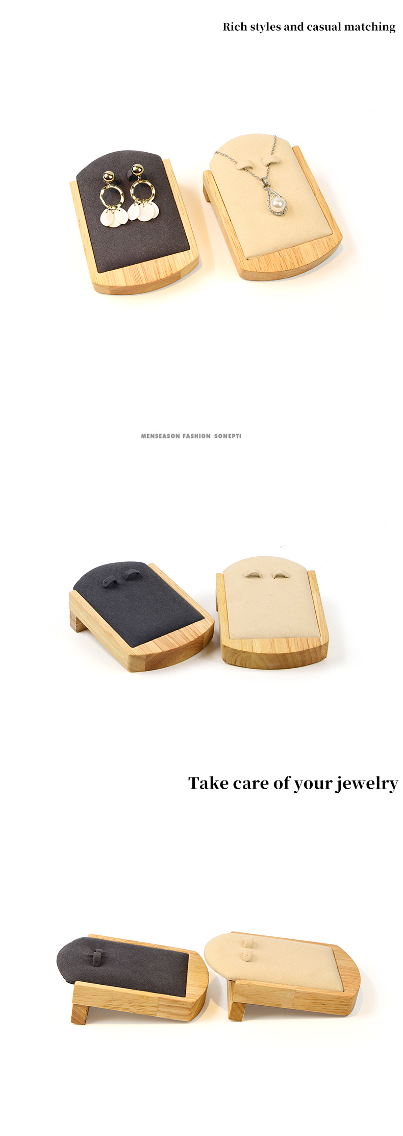 OEM Discreet Wooden Earrings Display Holder Jewelry Pendant Exhibition Props
