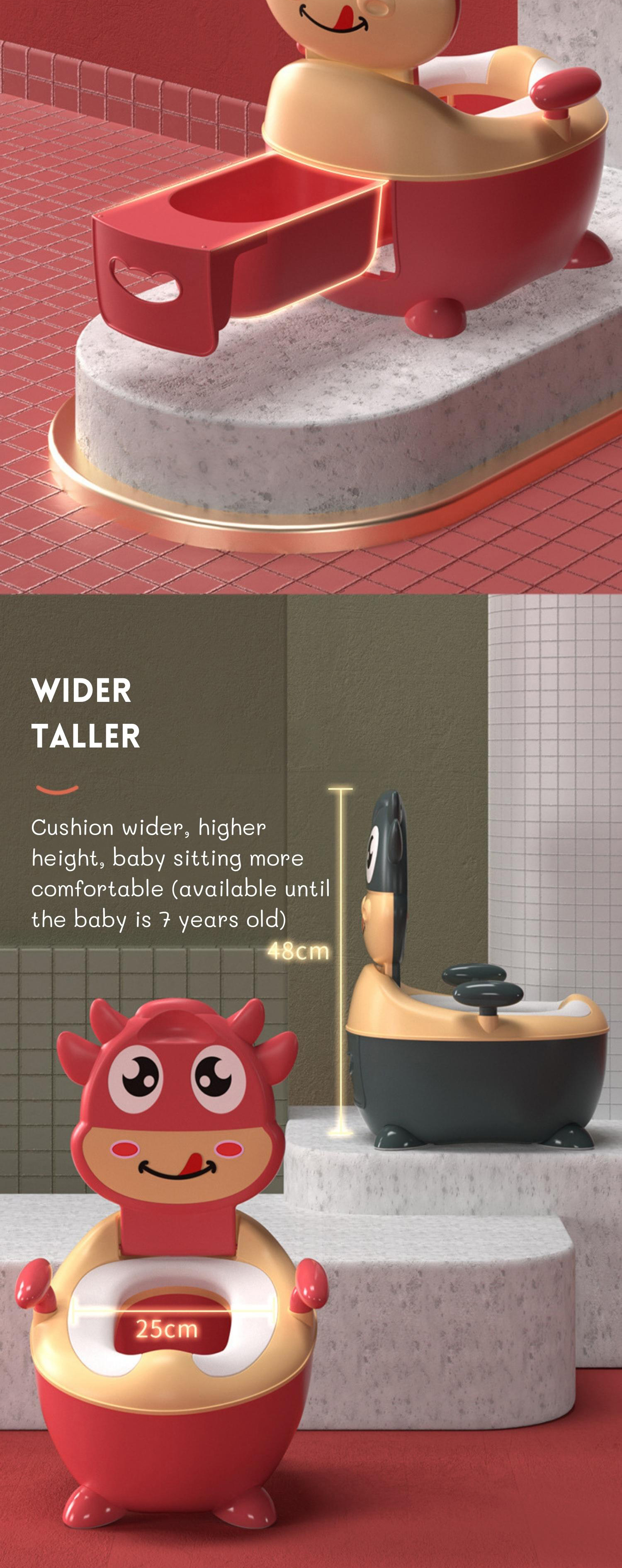 Cow Shape Customized Logo Dark Green Red Potty Training Toilet
