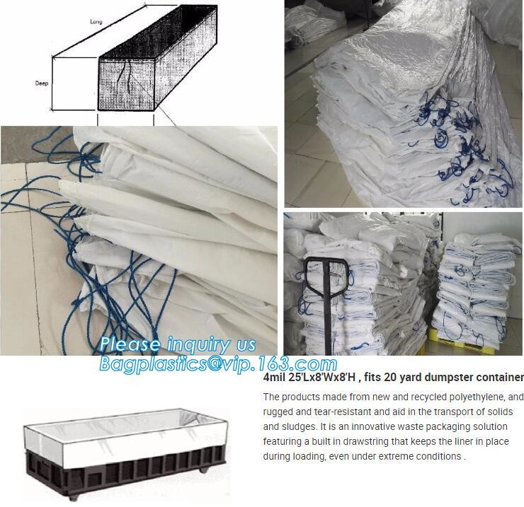 Open Top Drawstring 10 Mil Dumpster Container Liners,Drawstring Open Top 6 Mil Dumpster Container Liners, BAGEASE PAC
