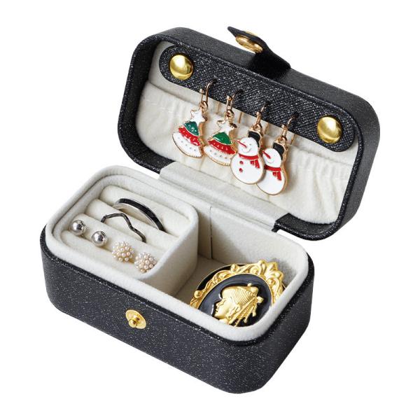 Pearlescent Black Mini Travel Jewelry Organizer Box , Small Portable Display