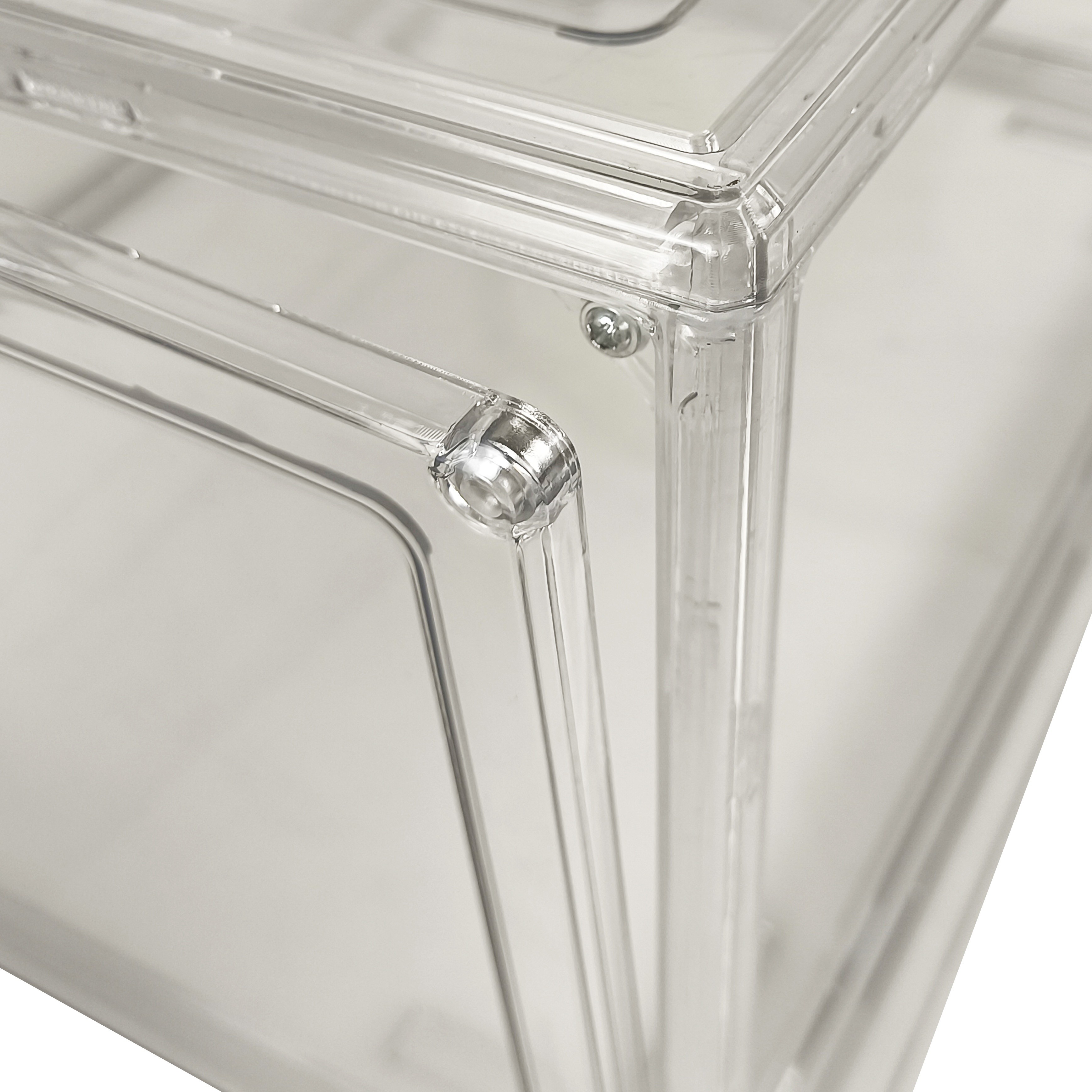 Custom Logo Clear Acrylic Magnetic Shoe Box Foldable Transparent Drop Front Stackable Sneaker Organizer