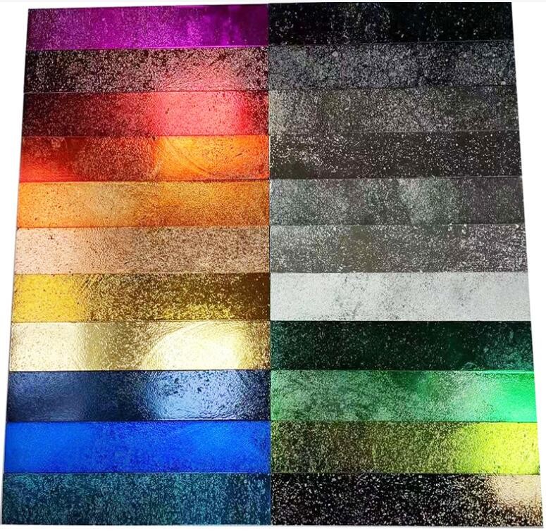 Green Glass Mosaic Tile Kitchen Backsplash For Kitchens Metallic 15x148mm Electroplated